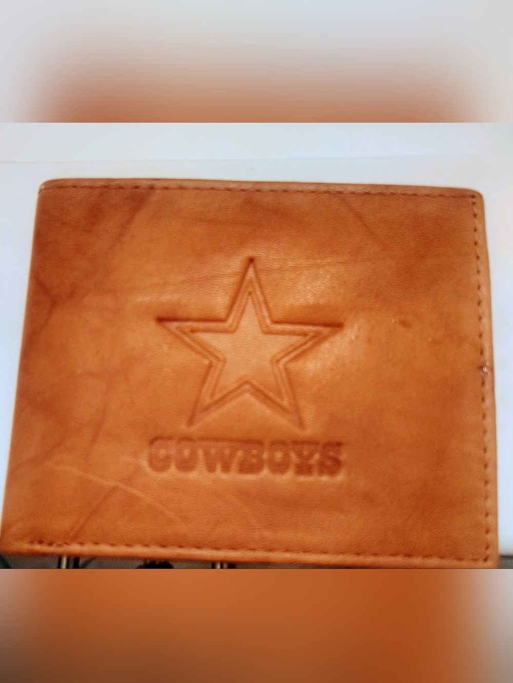 Embossed Star 'COWBOYS' Leather Wallet - Tan
